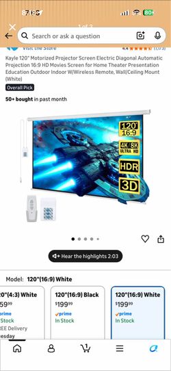Kayle 120" Motorized Projector Screen