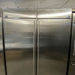 72” Stainless Steel Ge Monogram Column Fridge And Freezer Set