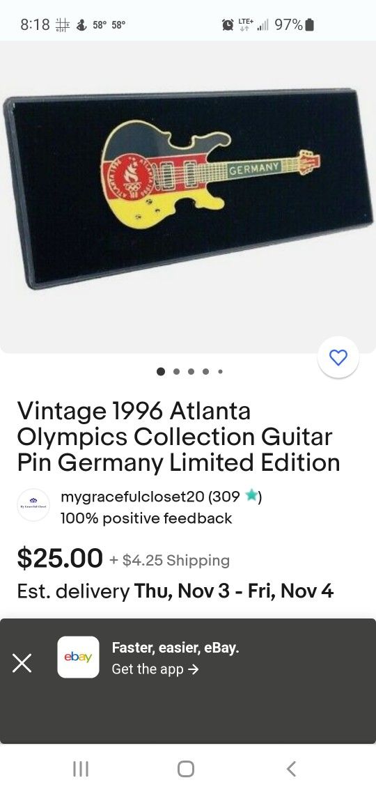 Collectible Guitar Pin