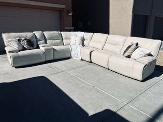 7-piece faux leather cream sectional