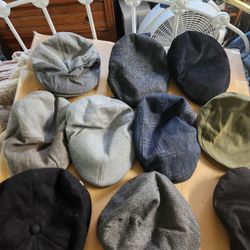 Bundle of 11 News Boy, Flip, Button Caps