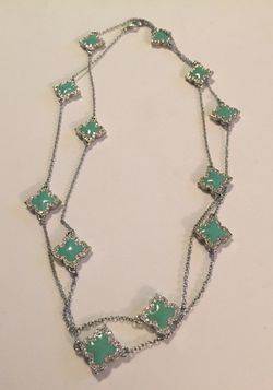 Turquoise/cubic zirconia stylish layering necklace