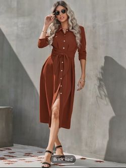 Women's Dresses Elegant Solid Button Casual Slim 