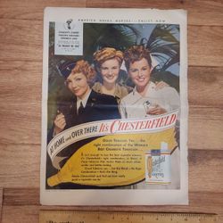 Vintage 1943 Chesterfield America Needs Nurses Magazine Advertisement Goddard, Colbert & Lake