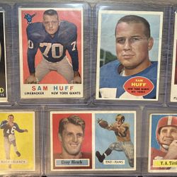 Vintage 1950s Topps NFL Football Cards - Sam Huff (Rookie), Frank Gifford, YA Tittle, Elroy Hirsch 