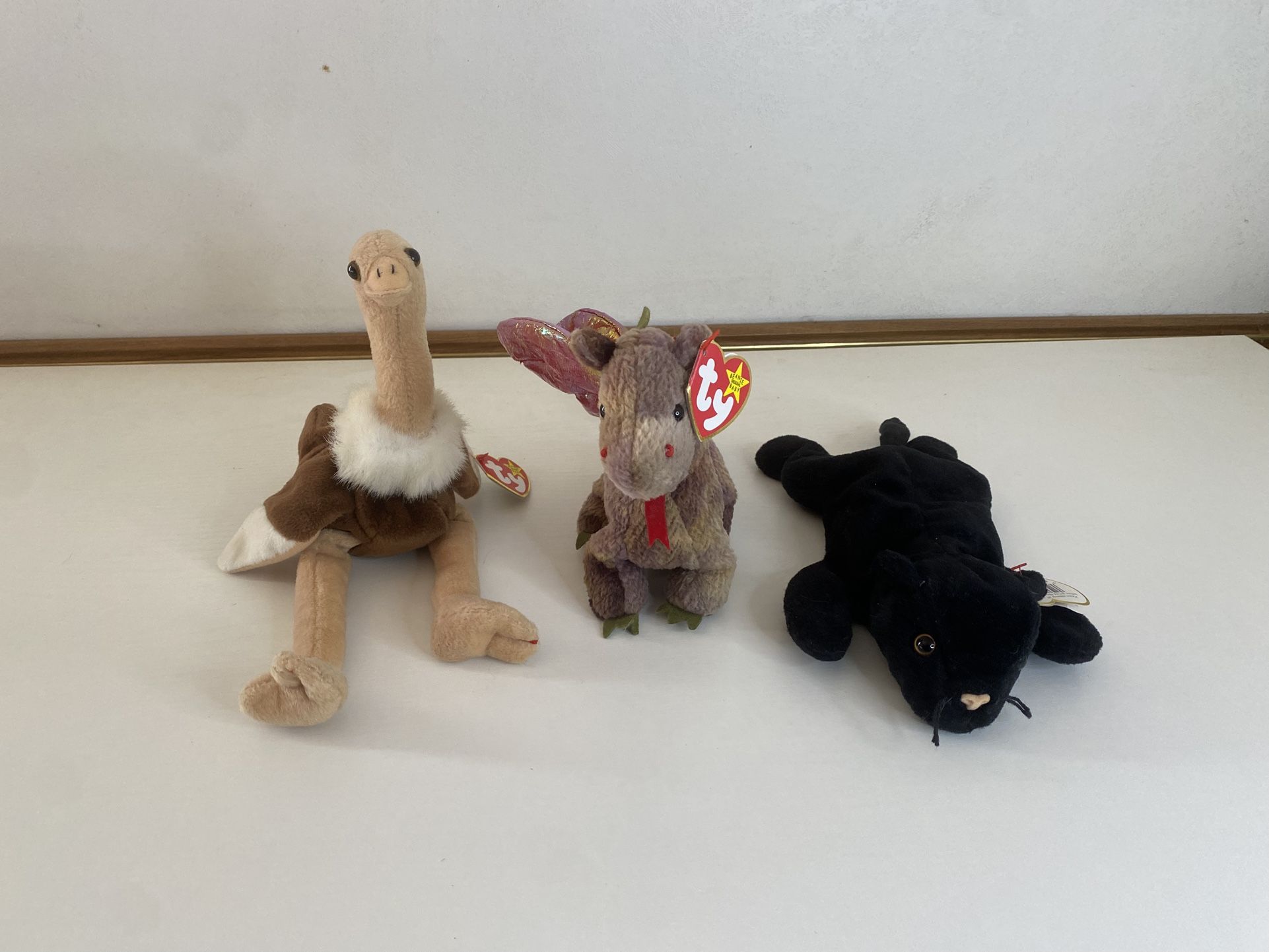Set of 3 Ty Original Beanie Babies – Velvet, Scorch & Stretch – Pre-Owned
