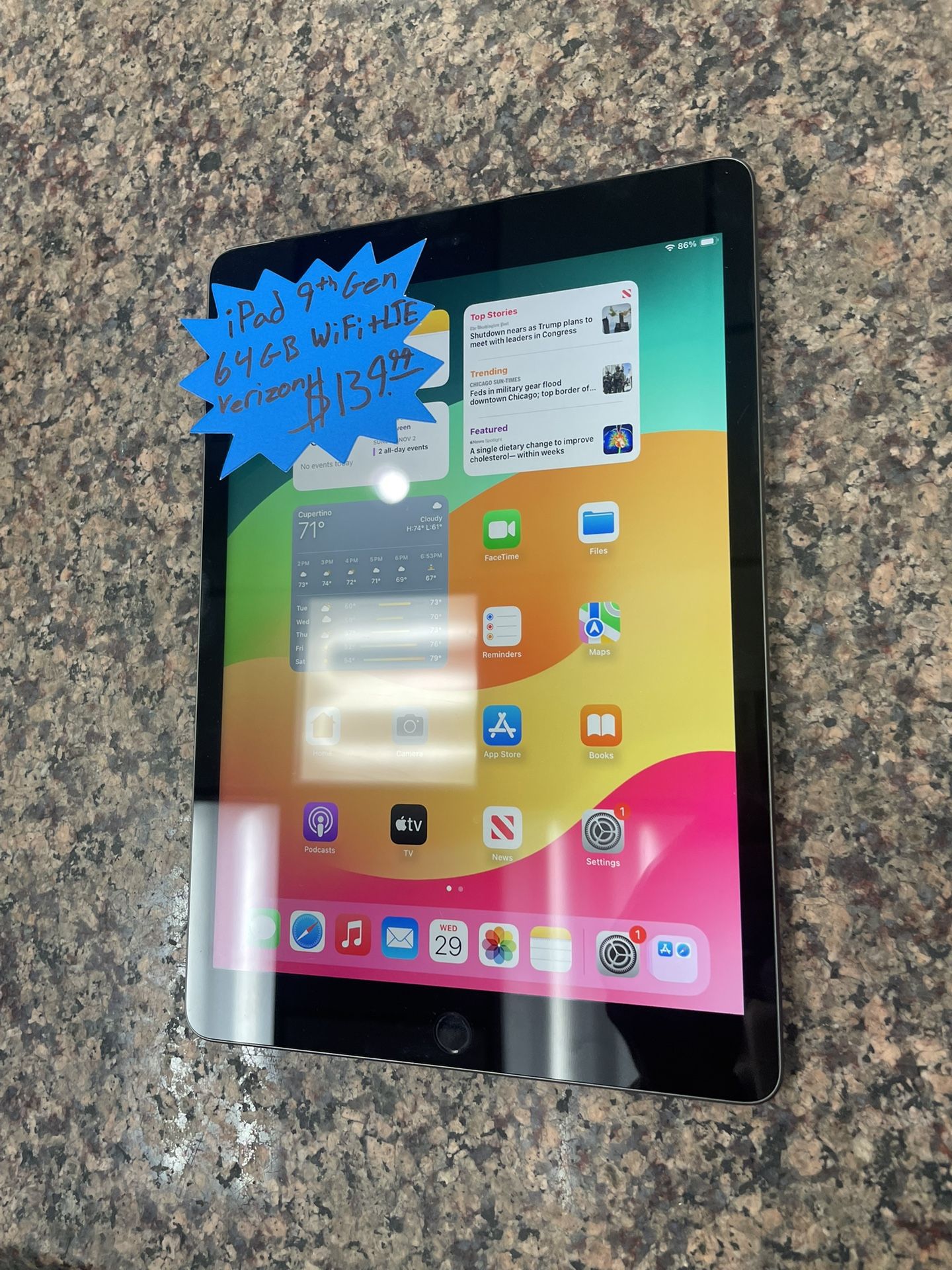 iPad 9th Gen 64gb WiFi + LTE Verizon