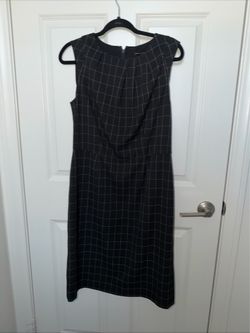 Banana Republic Black Plaid Sheath Dress Size 8 Career Workwear