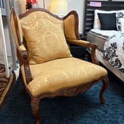Wingback Carved Wooden Accent Chair $59.99 