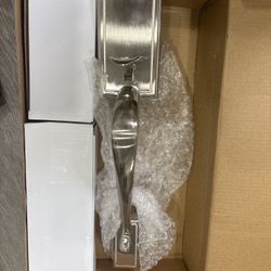 Modern Brushed Nickel Door Handle Set (2 Available)