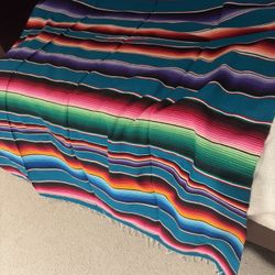 Colorful Handmade Mexican Serape Blanket