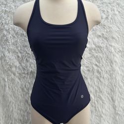 Navy One-Piece Baleaf Swimsuit - Women Size 36