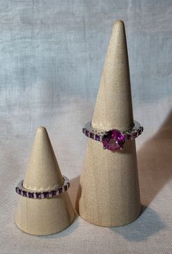 Rhodolite Garnet Two-piece Ring Set, Rhodium Over Sterling Silver Size 7