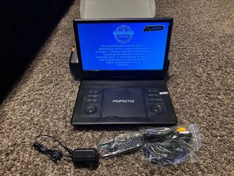 Pofoto 15.7" Portable DVD Player with 14.1" HD Swivel Screen for Kids & Elderly, 6-Hour Rechargeable Battery, Dual Speakers, Supports Multiple Disc Fo