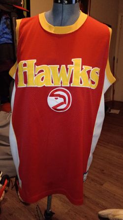 VINTAGE ATLANTA HAWKS MAJESTIC HARDWOOD CLASSICS REAL STITCH ON LETTER JERSEY XL PRE OWNED