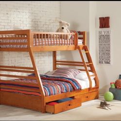 Ashton Twin Over Full 2-drawer Bunk Bed Honey(Mattresses not included)