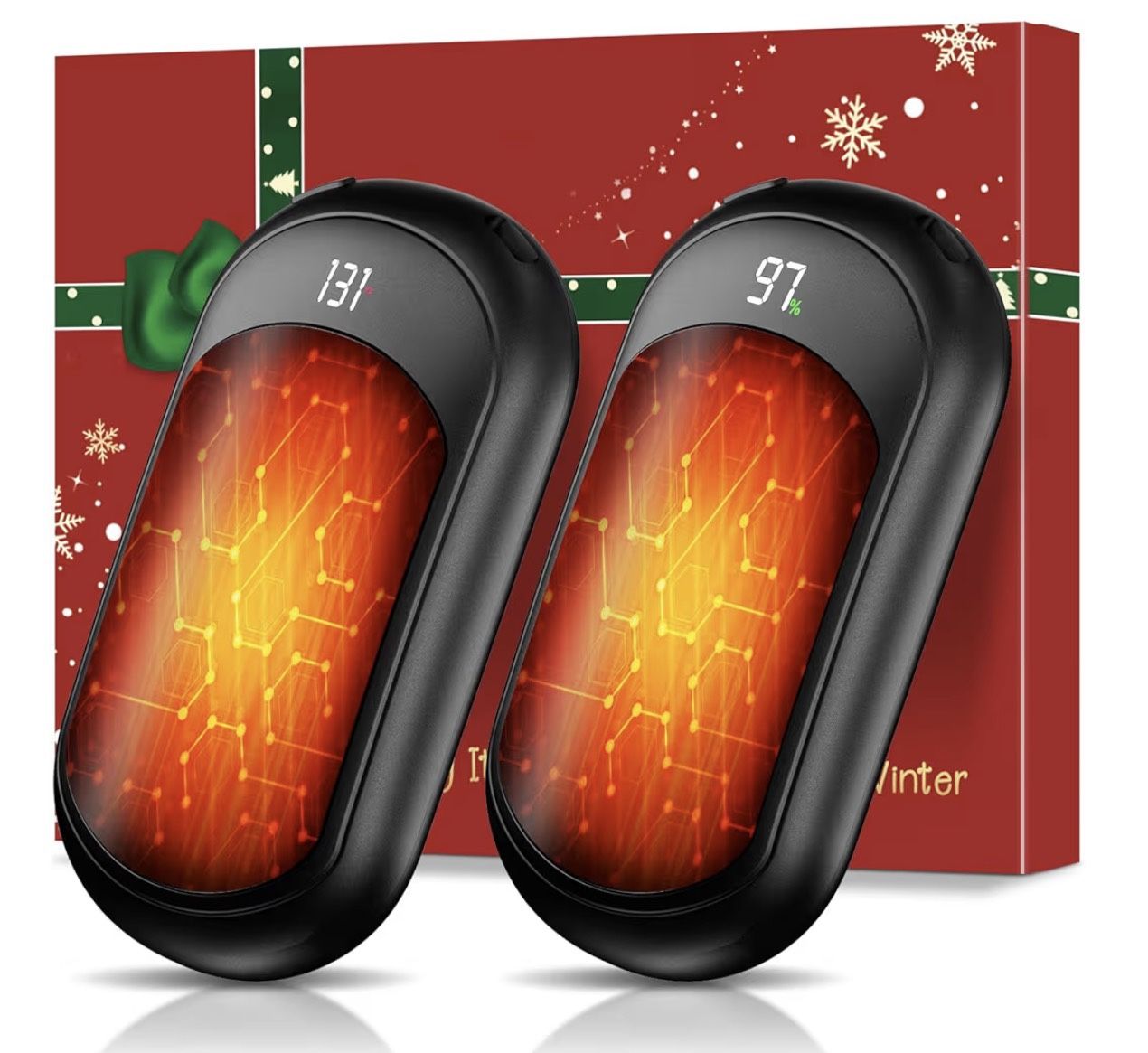 Hand Warmers Rechargeable 2 Pack, 6400mAh Portable Pocket Electric Hand Warmer, Fast Heating 3-Settings Reusable Handwarmers for Christmas, Gloves, Tr