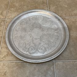 Vintage large Round tray 15”
