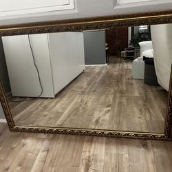 Antique Wood Mirror Gold/Bronze Features
