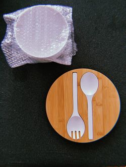 4 Cereal Bowls + Salad Utensils + Bamboo Cutting Board