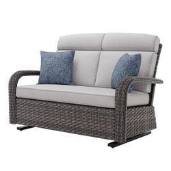 Grand Leisure Nogales Cushioned Glider Loveseat ADO #:CST-10611 Brand New .Price is Firm. Description : Elevate your outdoor experience with the Grand