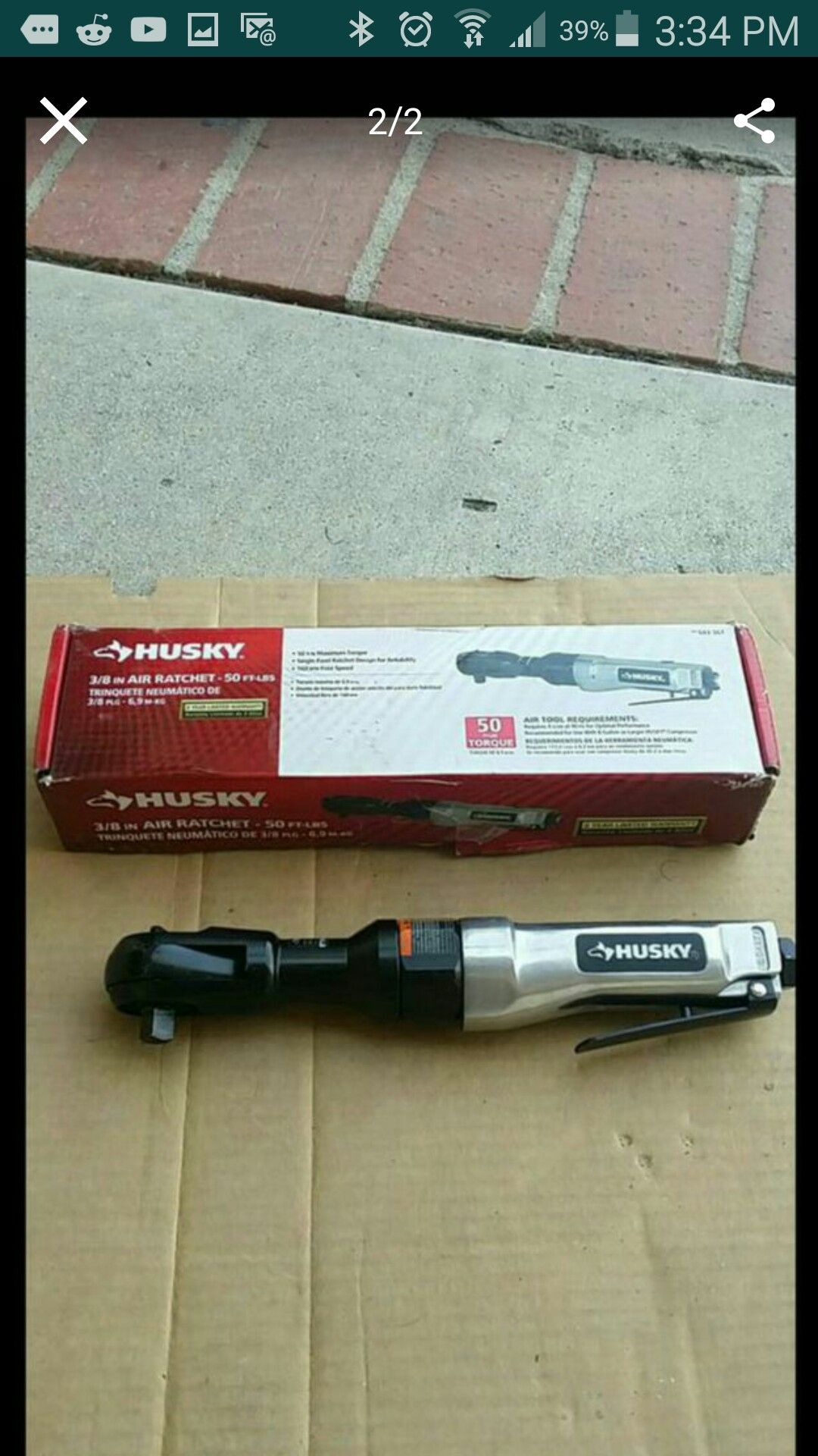 Husky 3/8 " air ratchet tool 50ft lbs