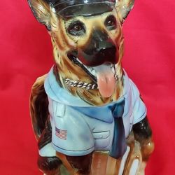 German Shepard Police Dog Stein! USA Version! Large! Porcelain! 