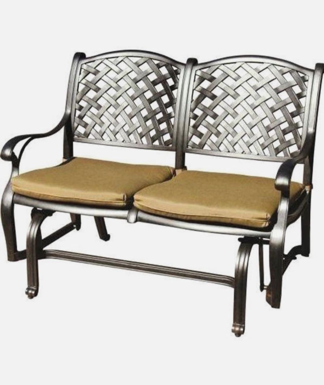 Patio bench love seat Nassau Cast Aluminum furniture Outdoor glider Couch Desert Bronze