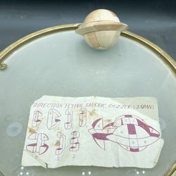 Vintage UFO Flying Saucer Interlocking Wood Puzzle, Japan 3” VG W/ Instructions 