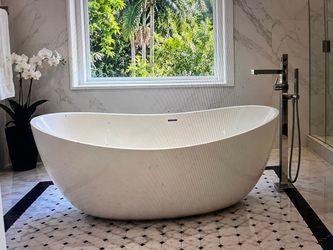 Alfi brand 67” Solid Surface Smooth Resin Free Standing Soaking Bathtub , White