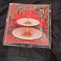 Pfaltzgraff Christmas Heritage ALL Original - 2 - Tier Tidbit Tray - Original Box 