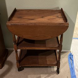 Antique 3 tier Bar Cart with two fold down leafs