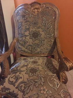 Antique style chair and ottoman reduced