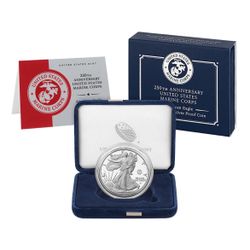 250th Anniversary Marine Corps American Eagle One OZ Silver Proof Coin in Hands