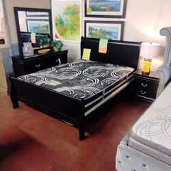 Queen Bed Dresser Mirror And Nightstand Black Brown Or White