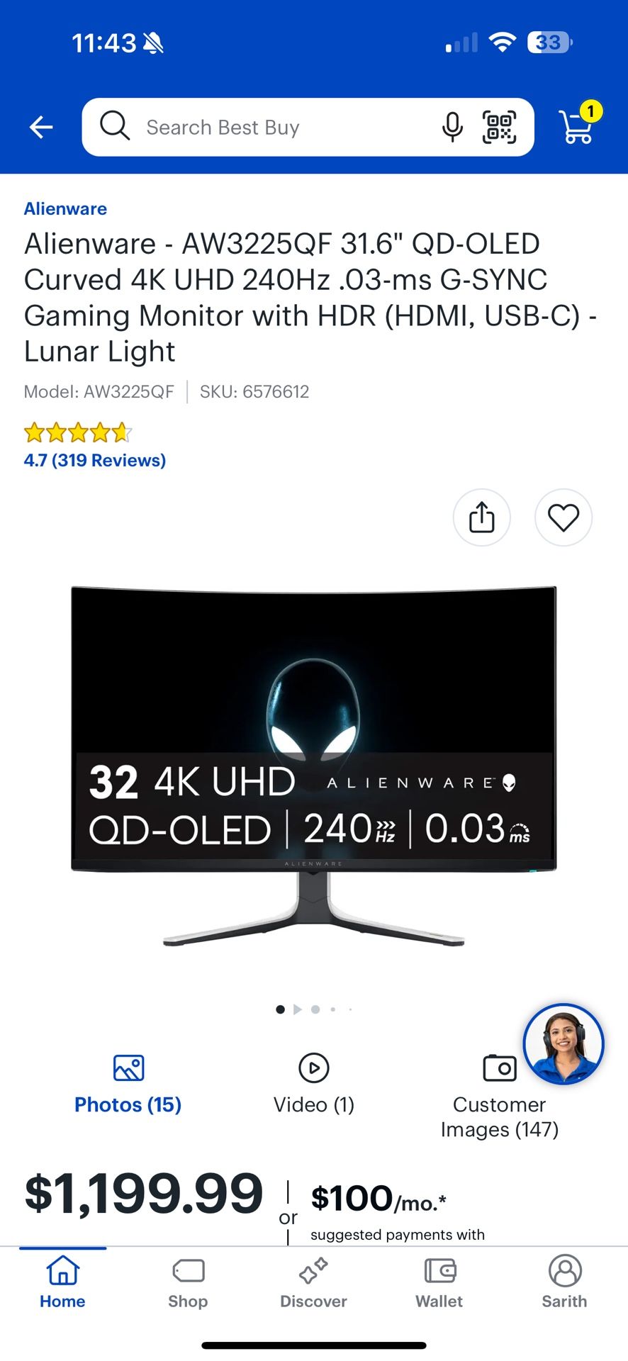 Alienware 32 Inch 4K Oled Gaming Monitor