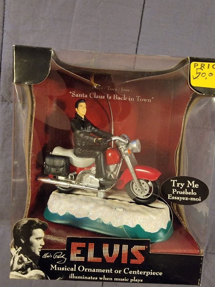 Santa's Best Elvis Presley Musical Motorcycle Christmas Ornament Figurine