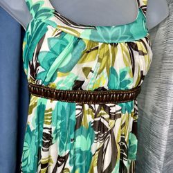 City Triangles Tropical Floral Wood Bead Dress/ Sundress w/ Tie ~ Small