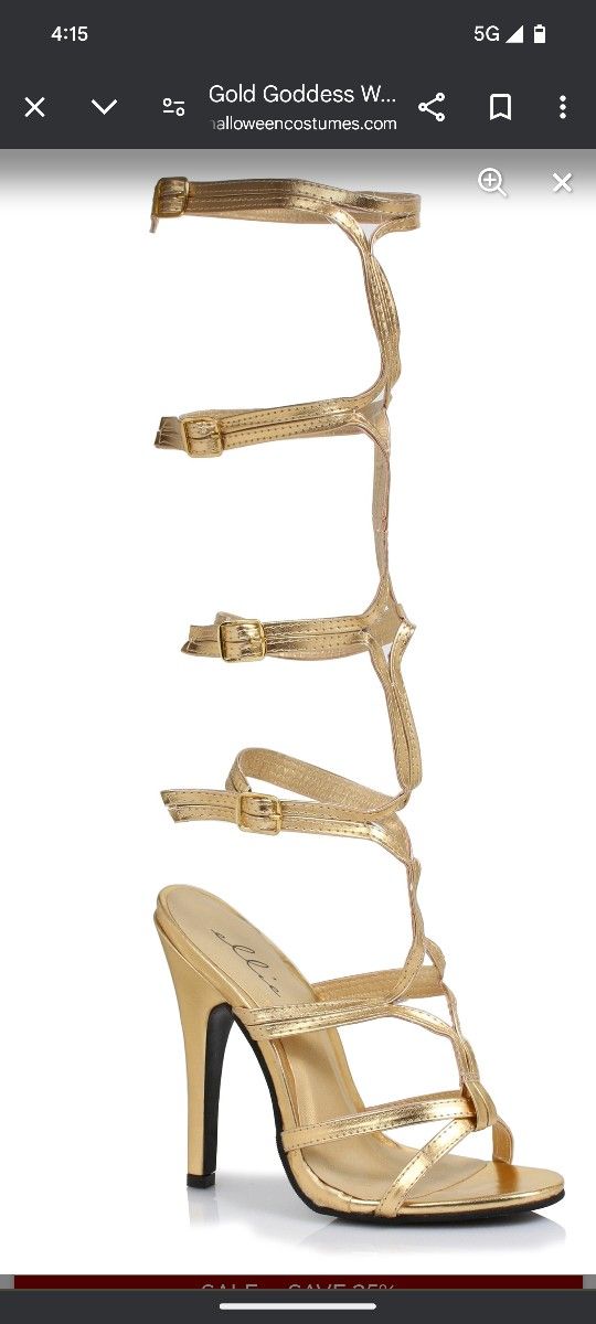 Ellie Gold Goddess sandals Halloween Size 8