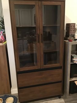 Walnut style hutch or China cabinet