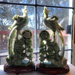 2 Antique Chinese Hand-carved Jade Mirrored Image