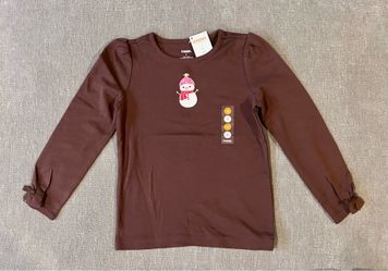 Gymboree Brown Snowman Long Sleeve Shirt (size 5)