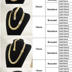 14k Gold Cuban Link Chain And Bracelet 