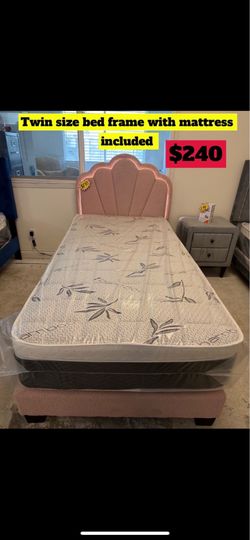Twin size bed frame with mattress included