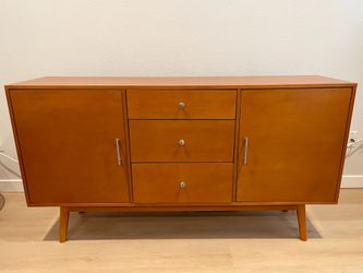 Mid-Century Modern 60" 2-door Media TV Console or Dresser in brown - Walker Edison
