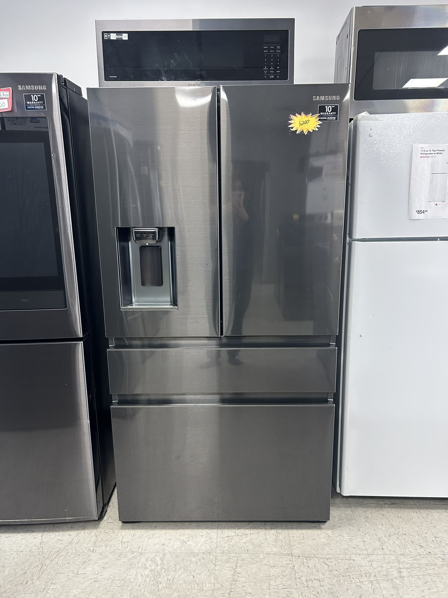 NOW $1,000‼️‼️ Samsung 36in. 4-Door French Door With Ice Maker Black Stainless Steel Refrigerator 