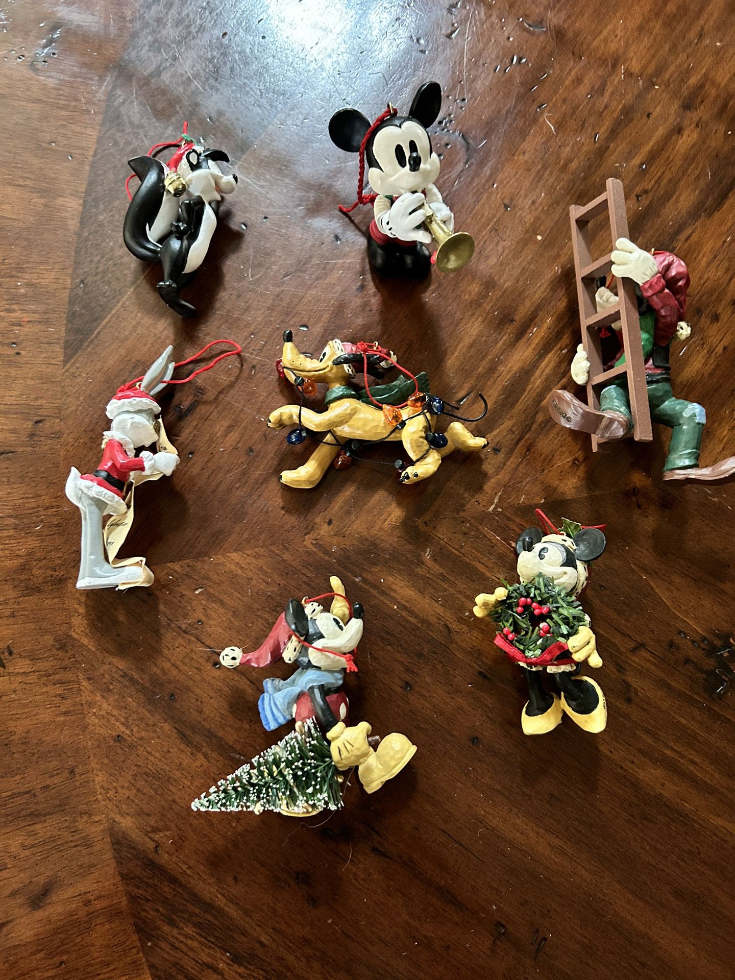 Vintage Disney Minnie Mickey Goofy Pepe Pluto Christmas Tree Ornaments