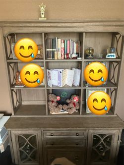Desk, credenza and hutch set