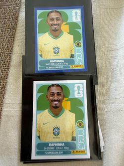 2026 World Cup panini sticker Brasil Raphinha card lot blue parallel and base
