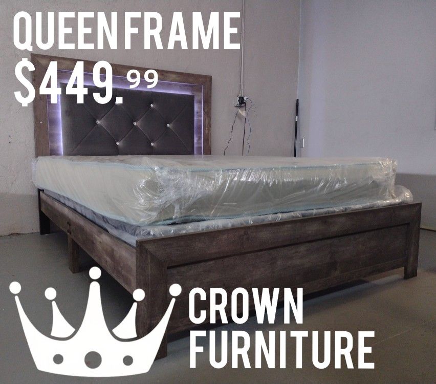Queen Bedframe W/ LED Lights